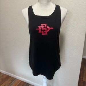 Kadyluxe Collegiate Black Tank Top with Red SDSU Graphic - Size Medium